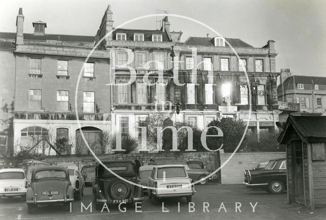 Car park outside the Theatre Royal, now the site of the Seven Dials Centre, Bath 1962