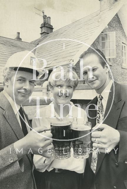 Julie and Carl Love outside the Hare and Hounds Lansdown, Bath 1992