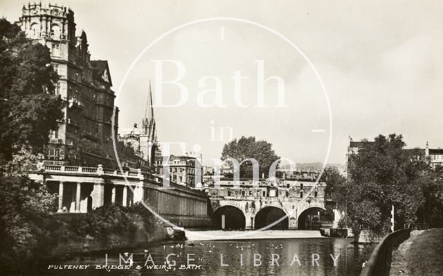 Pulteney Bridge and weir, Bath c.1937