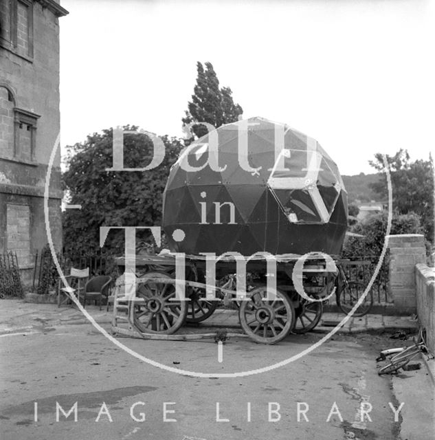 A hippy squatter's wagon outside Chatham Row, Bath, shortly before being evicted 1973