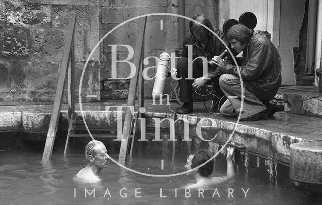 Filming in the Cross Bath, Bath 1977