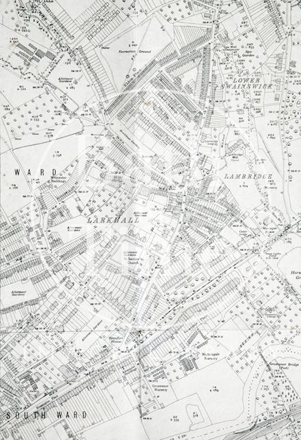 Lower Swainswick, Larkhall and Lambridge, Bath 1:2500 OS map 1936 - detail