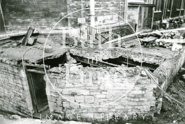 Boatstall Lane excavations at modern level leading to the East Gate, Bath c.1980