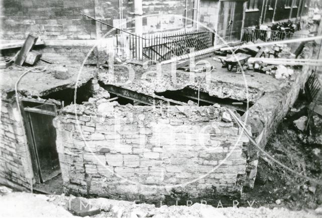 Boatstall Lane excavations at modern level leading to the East Gate, Bath c.1980