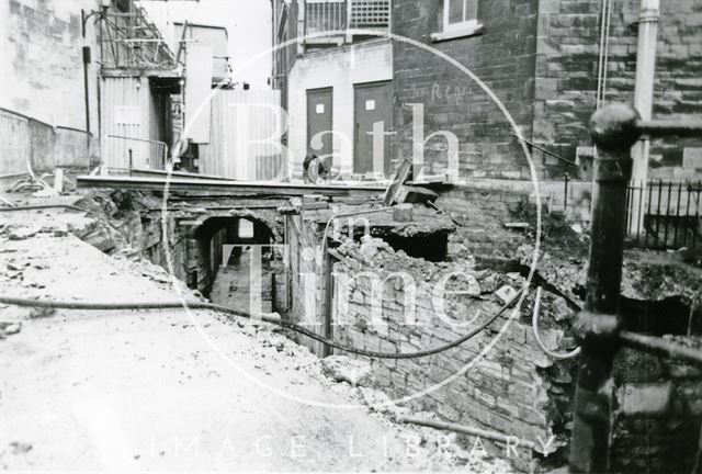 Boatstall Lane excavations at modern level leading to the East Gate, Bath c.1980