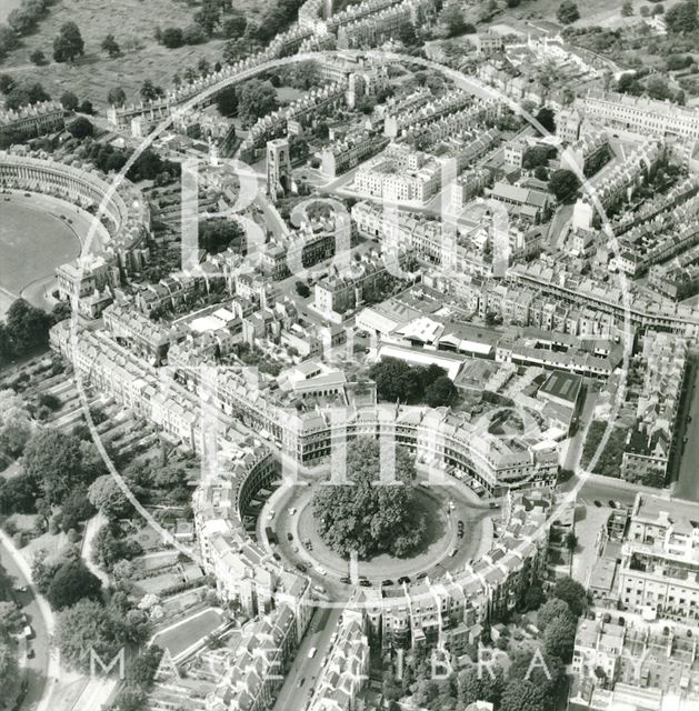 Aerial view of the Circus, Bath and buildings to the north 1957