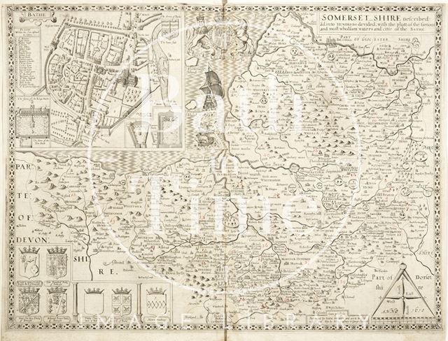 Map of Bath and Somersetshire 1611