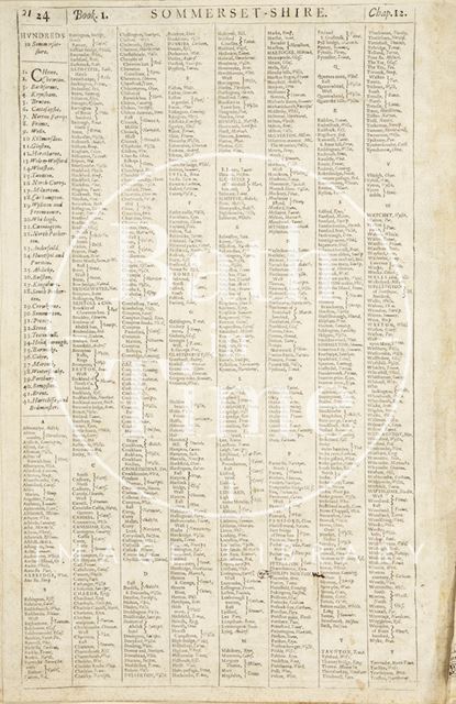 List of Hundreds of Somerset and description of the county 1611