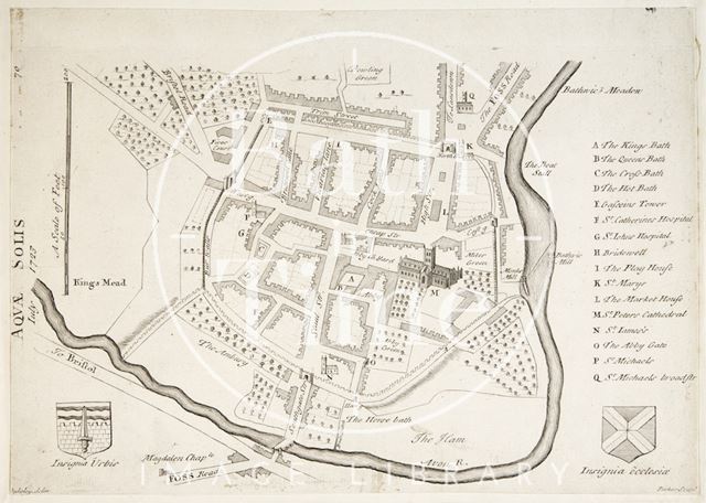 Map of Bath, Aquae Solis (sic) 1723