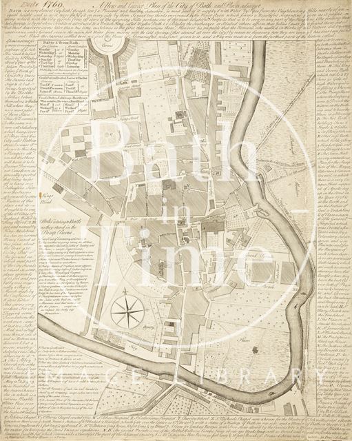 A New and Correct Plan of the City of Bath and place Adjacent 1760