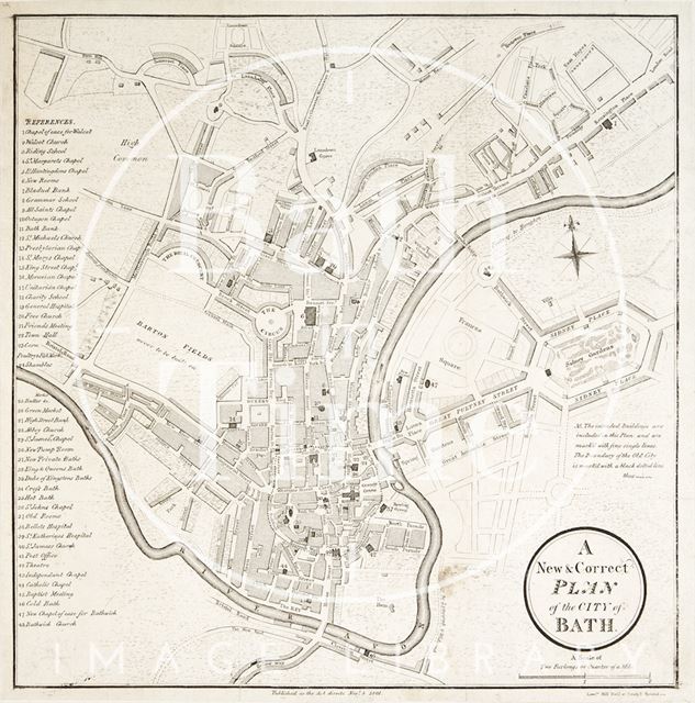 A New & Correct Plan of the City of Bath 1801