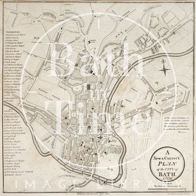 A New & Correct Plan of the City of Bath 1806