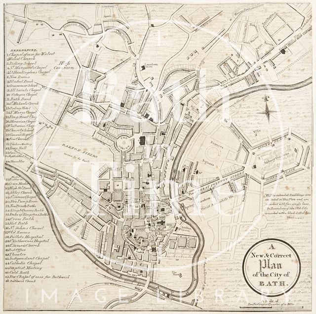 A New & Correct Plan of the City of Bath 1808