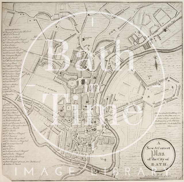 A New and Correct Plan of the City of Bath 1805