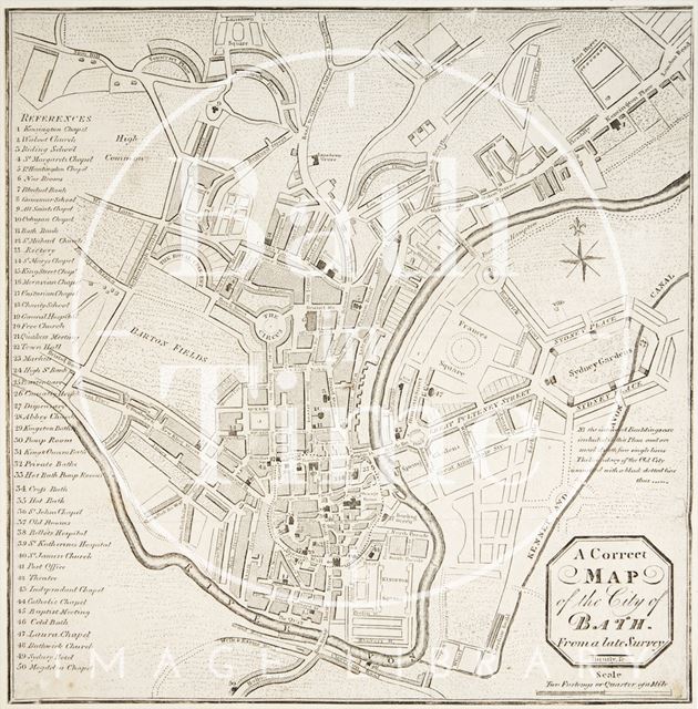 A New and Correct Plan of the City of Bath from a Late Survey 1810