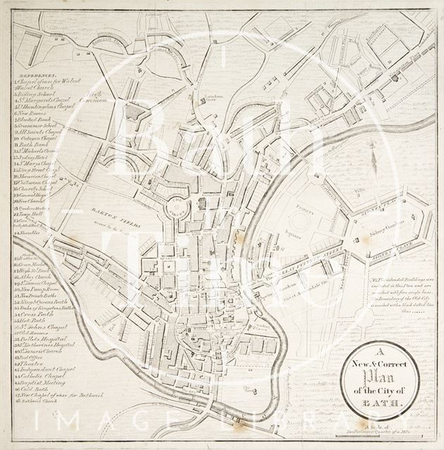 A New and Correct Plan of the City of Bath 1811