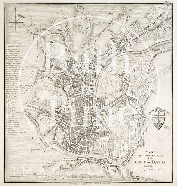 A new and correct plan of the city of Bath reduced from a recent survey 1833