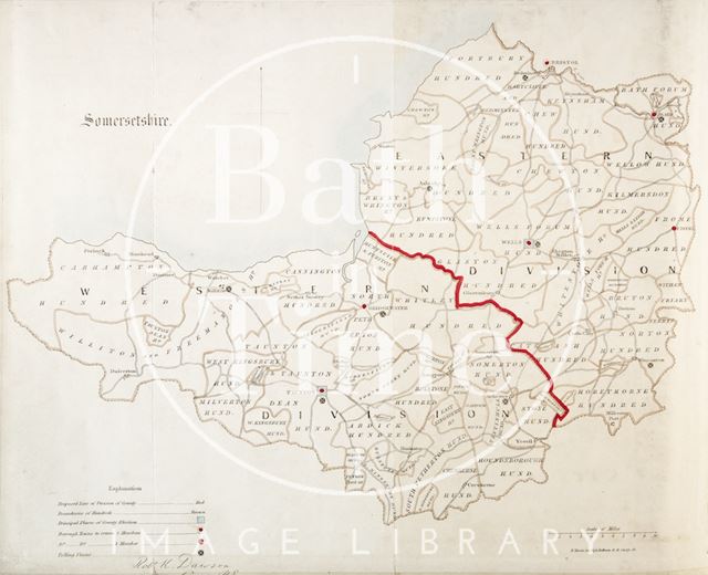 Map of Somerset showing the Magisterial Divisions 1856