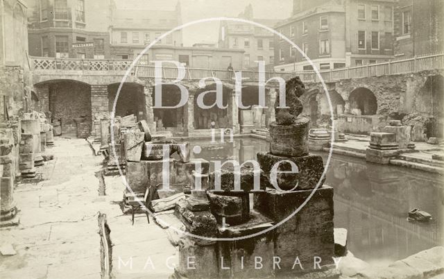 Roman artefacts shown at the newly excavated Roman Baths in Bath 1890