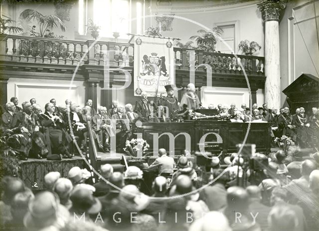 The Marquess of Bath receiving the Freedom of the City in the Reception Hall of the Roman Baths, Bath 1929