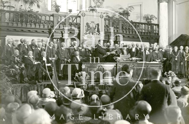 The Marquess of Bath receiving the Freedom of the City in the Reception Hall of the Roman Baths, Bath 1929