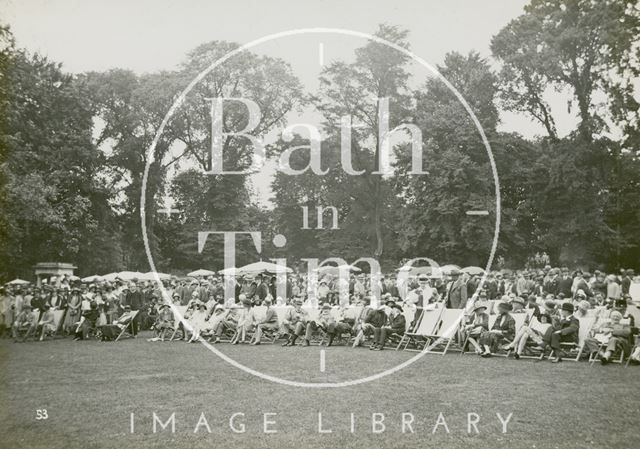 Visitors in deckchairs in Royal Victoria Park, Bath 1929