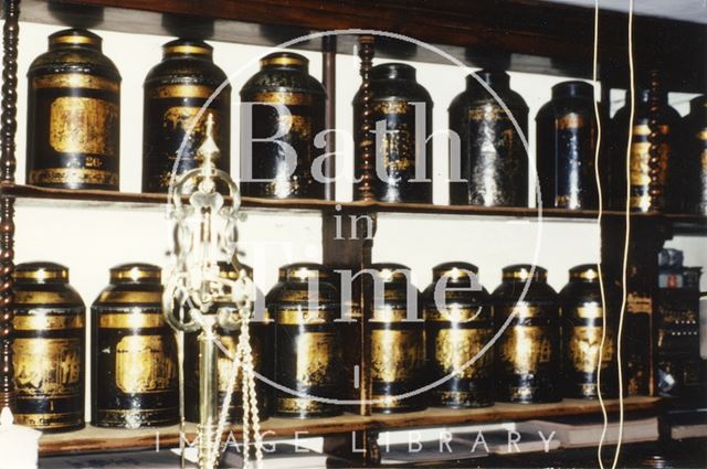 Interior of Gillards, tea and coffee merchants, 14, Broad Street, Bath 1975