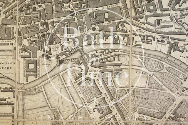 A New and Accurate Plan of the City of Bath from a recent Survey 1825 - detail