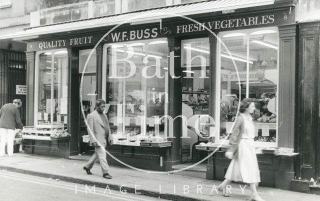 W.F. Buss, greengrocers, 8, Westgate Street, Bath 1988