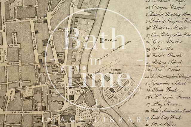 A New Plan of the City of Bath with the Additional Buildings to the present Time 1779 - detail