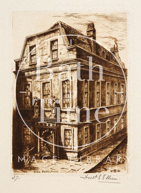 Etching of Beau Nash's House, 9, St. John's Place, Bath 1886