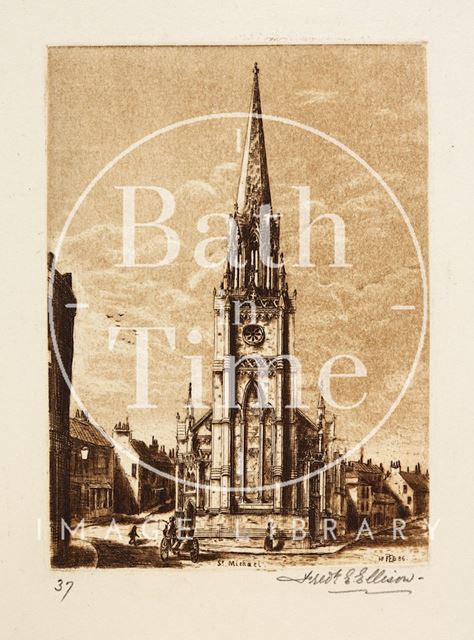 Etching of St. Michael's Church, Bath 1886