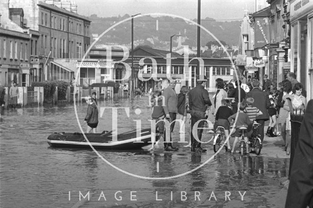 Floodwater at Lower Bristol Road, Bath 1968