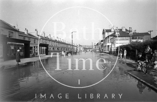 Floodwater at Lower Bristol Road, Bath 1968