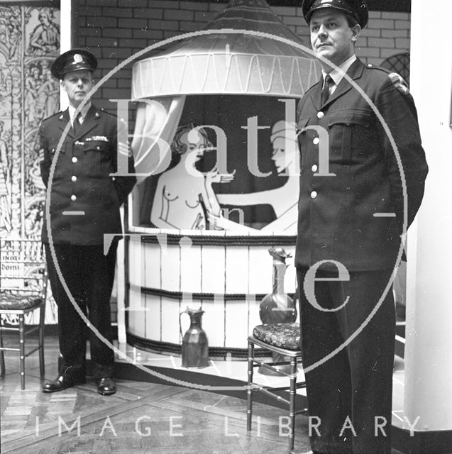 Two security guards at the Baths Exhibition, Bath c.1960