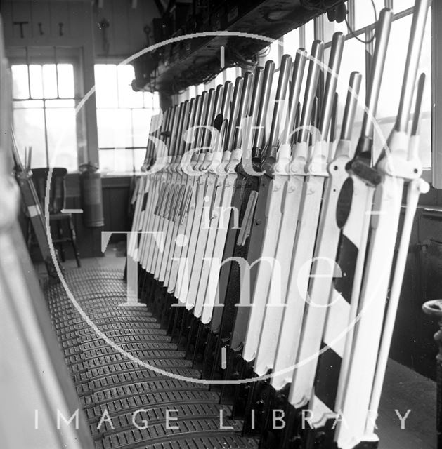 Interior of Box signal box, Wiltshire 1965