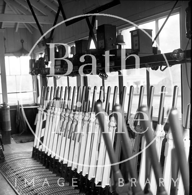 Interior of Box signal box, Wiltshire 1965