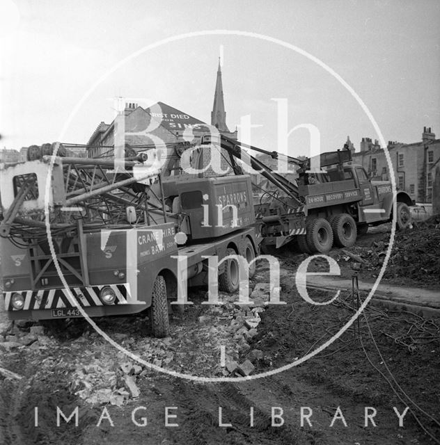 Demolition and clearance of the site of Waterloo Buildings, Bath 1969