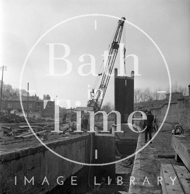 Demolition and clearance of the site of Waterloo Buildings, Bath 1969