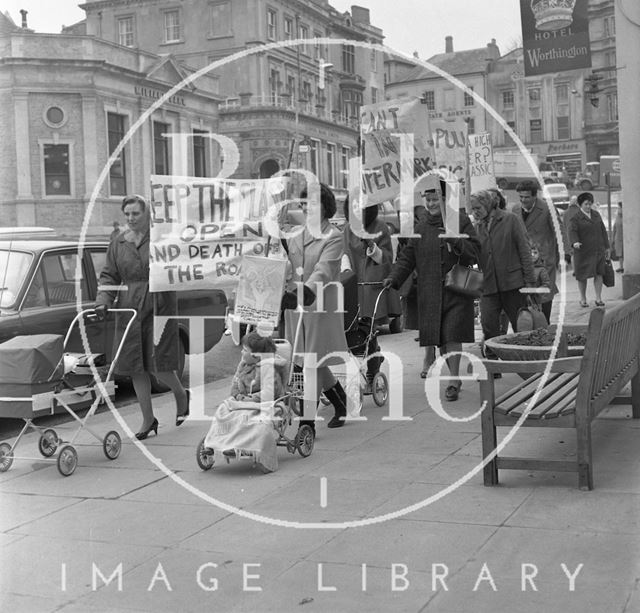 Protests over cinema demolition in Frome, Somerset c.1965