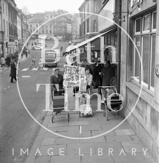 Protests over cinema demolition in Frome, Somerset c.1965