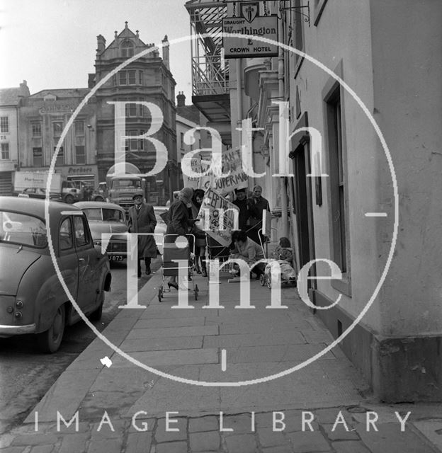 Protests over cinema demolition in Frome, Somerset c.1965