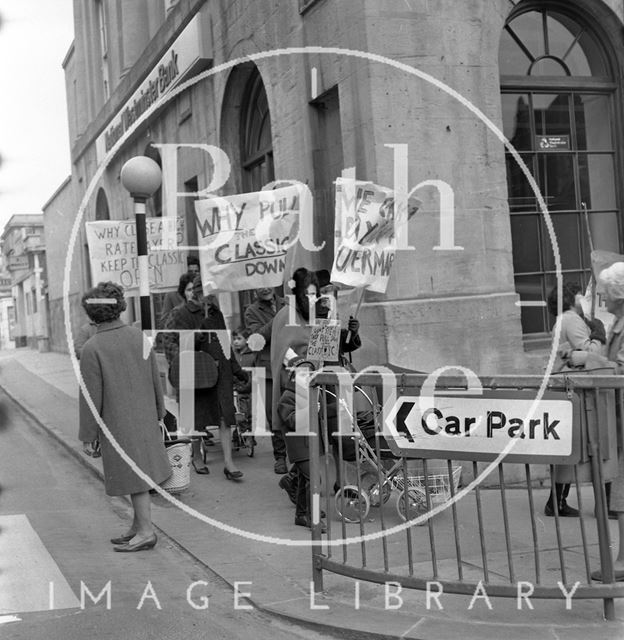 Protests over cinema demolition in Frome, Somerset c.1965