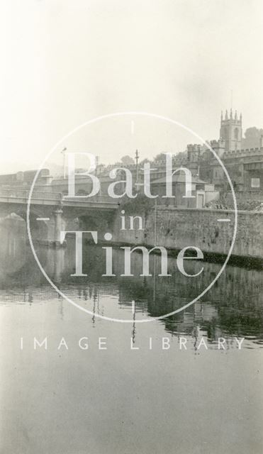 Old Bridge from the right bank of the River Avon, Bath c.1915