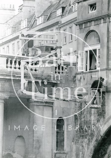 Inspecting Pulteney Bridge, Bath 1985