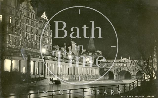 Pulteney Bridge and colonnade under Grand Parade, Bath c.1930?