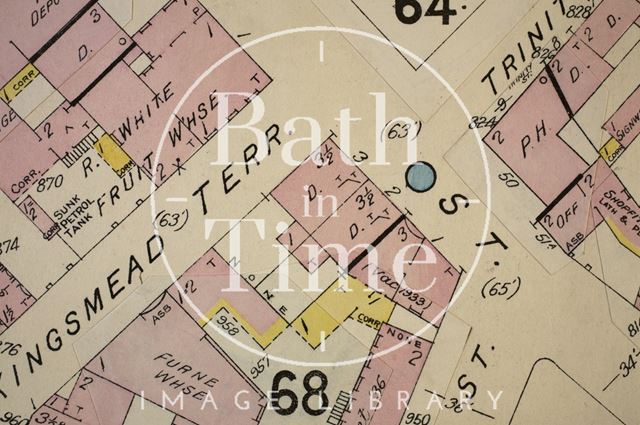 James Street West, Milk Street and Kingsmead Terrace, Bath 1936 - detail