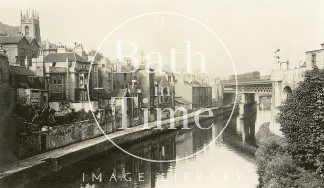 Skew Bridge, rear of Claverton Street and the River Avon, Bath c.1915