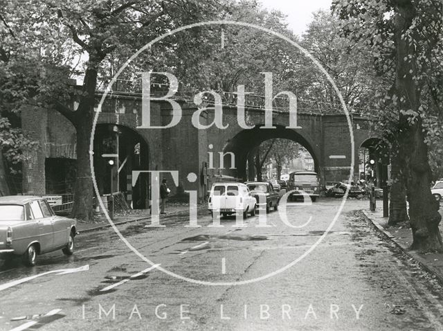 The old railway bridge, Pulteney Road, Bath 1975