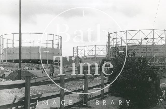 Windsor Bridge construction site, Bath 1980